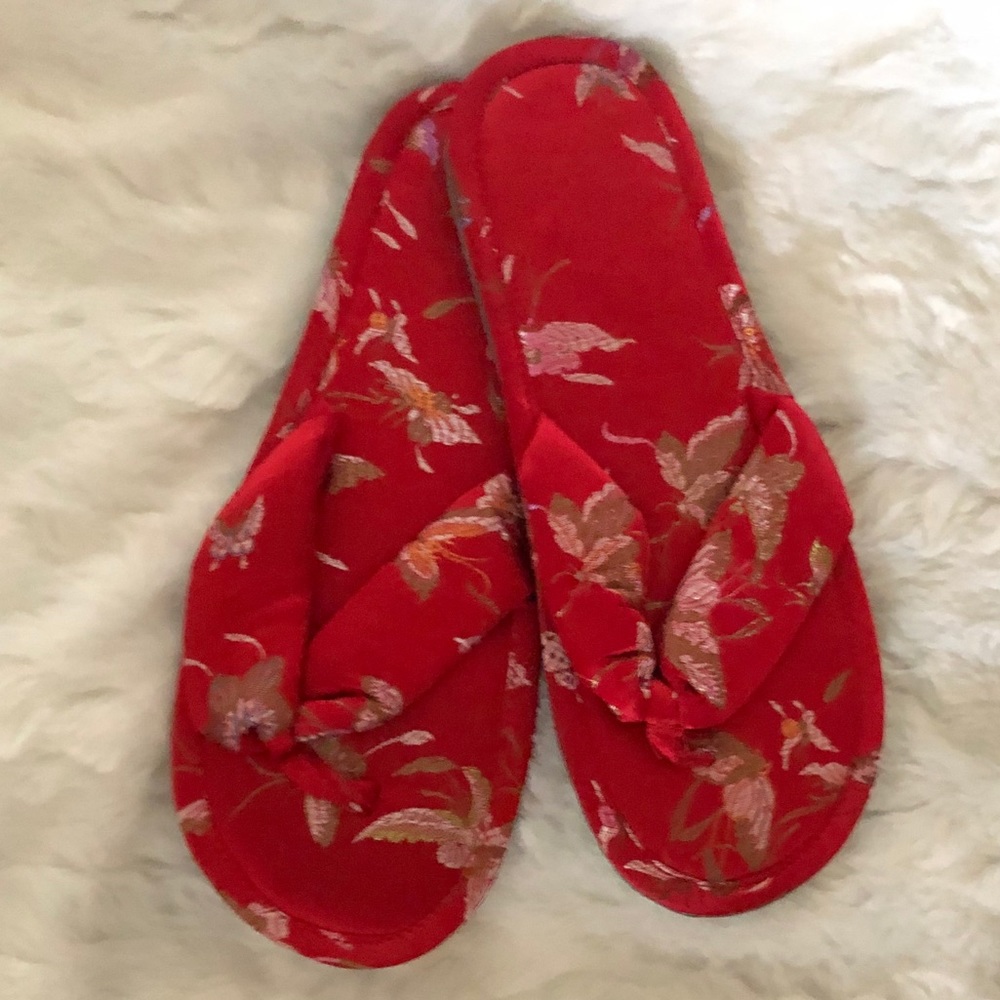 Nantucket Home Red Satin Slippers NWT